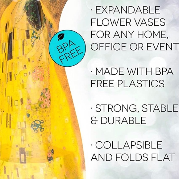 NWT/2 Modgy Expandable/reusable vases. Gustav Klimt/the Kiss & multi color Rize - Picture 9 of 10